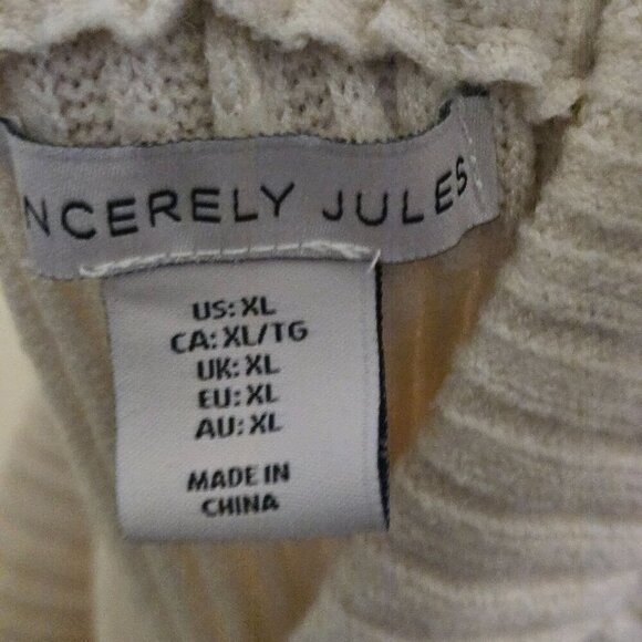 Sincerely Jules Cream Ribbed Knit Pull On Cozy Pants Size XL All Season Comfort - Picture 4 of 5